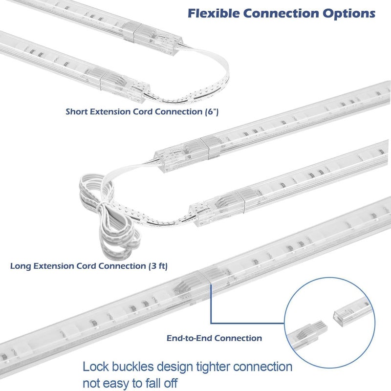 Cefrank Color Cabinet Lighting, 4pcs 12" Linkable RGB LED Light Bar Kit for Display Cabinet, Smart App & Remote Control, Music Sync, Scene Modes, Multi-Colors - Image 5